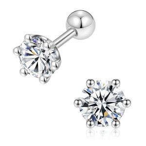 A pair moissanite silver Screw backs stud earrings-0.3ct & 0.3ct short post 6mm